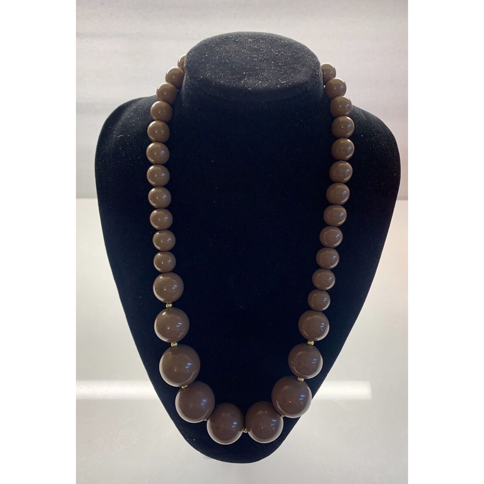 Graduated Bead Necklace Aldo 26 Mocha Brown Round Beads Gold Tone Seed Beads 24$